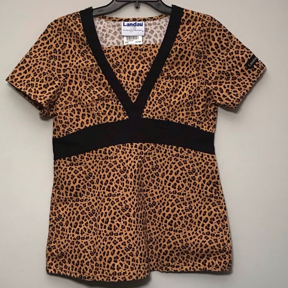 Landau Leopard Print Scrub Top